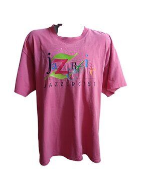 XXL Vintage T-shirt 1990's Pink Distressed Jazzercise All cotton Cotton Tee
